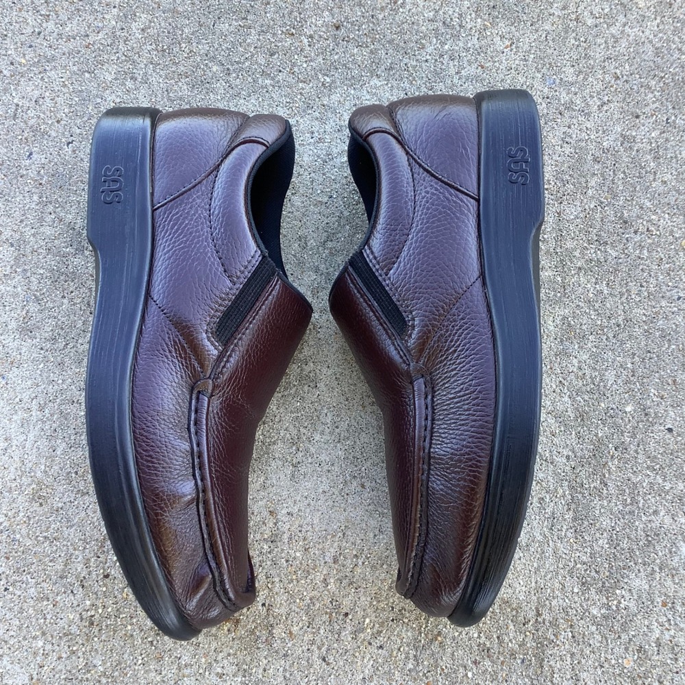 SAS‎ Mens Comfort Slip On Side Gore Loafers Cordovan Brown Leather Shoes 11 S